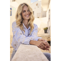 Tramontana Blouse Embroidery Flower Breezy Blue